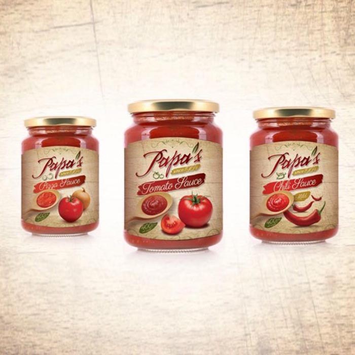 A lineup of branded jars.